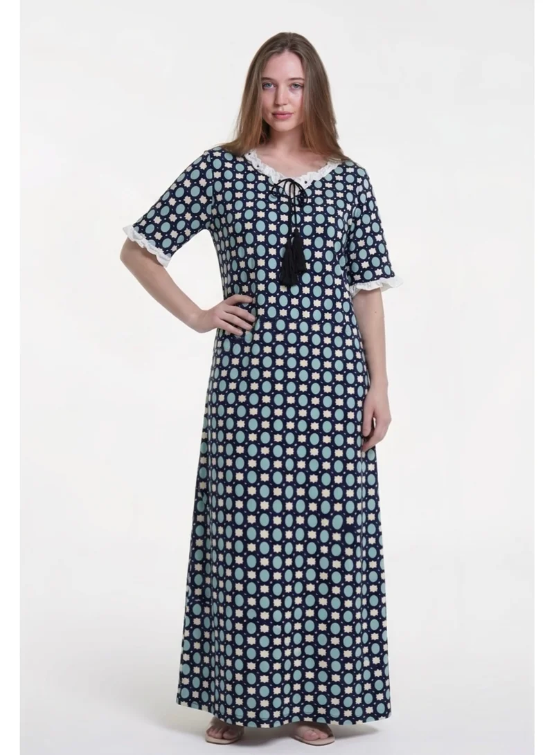 Women's Printed Cotton Maxi Dress - Home wear Sleeping Dress