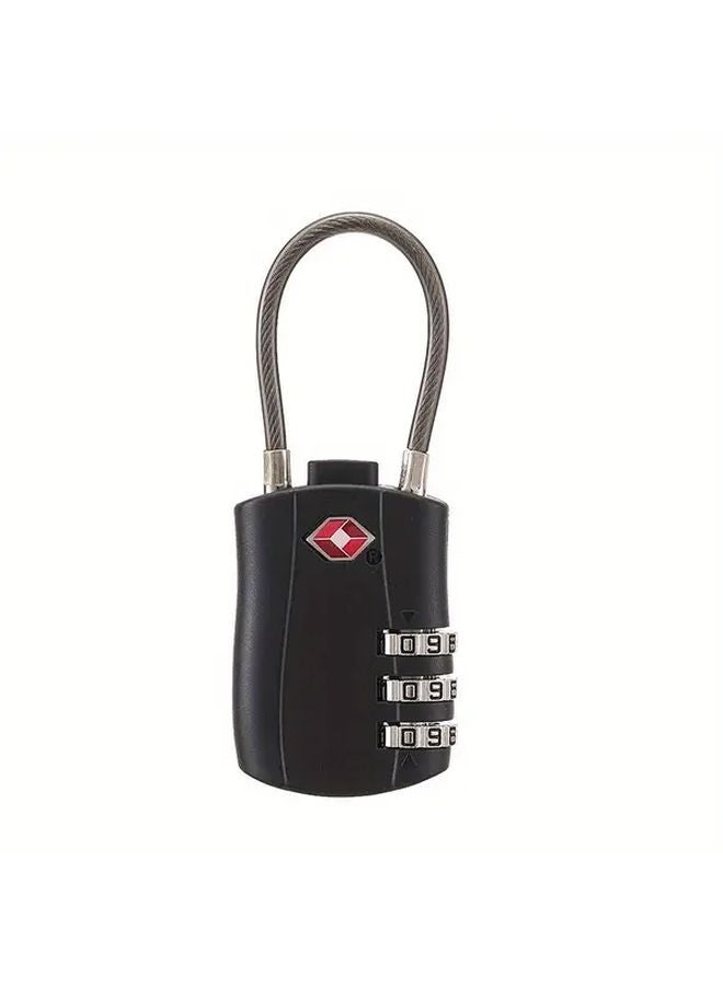 Black TSA Certified Alloy Combination Lock Durable ABS Security Padlock for Travel Luggage Gym Bikes - Image 5