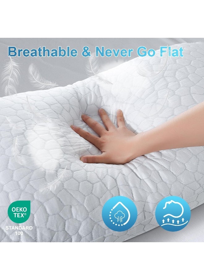 QUTOOL Qutool Cooling Bed Soft Pillows for Sleeping - Adjustable Gel Shredded Memory Foam Pillow - Hypoallergenic Bamboo Pillows for Side Back Sleepers + Washable Removable Cover Queen Size Queen White  - Image 5