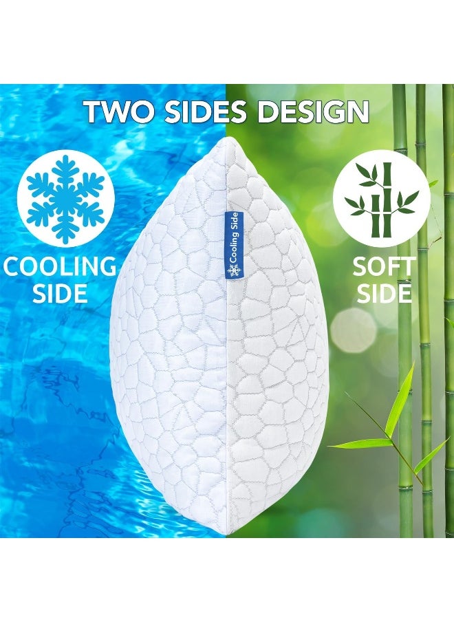 QUTOOL Qutool Cooling Bed Soft Pillows for Sleeping - Adjustable Gel Shredded Memory Foam Pillow - Hypoallergenic Bamboo Pillows for Side Back Sleepers + Washable Removable Cover Queen Size Queen White  - Image 2
