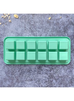 12 Even Dice Ice Cube 660 Silicone Ice Cube Mold DIY Chocolate Biscuit Cake Ice Box Small Ice Cube Tray-Color:Horse Green