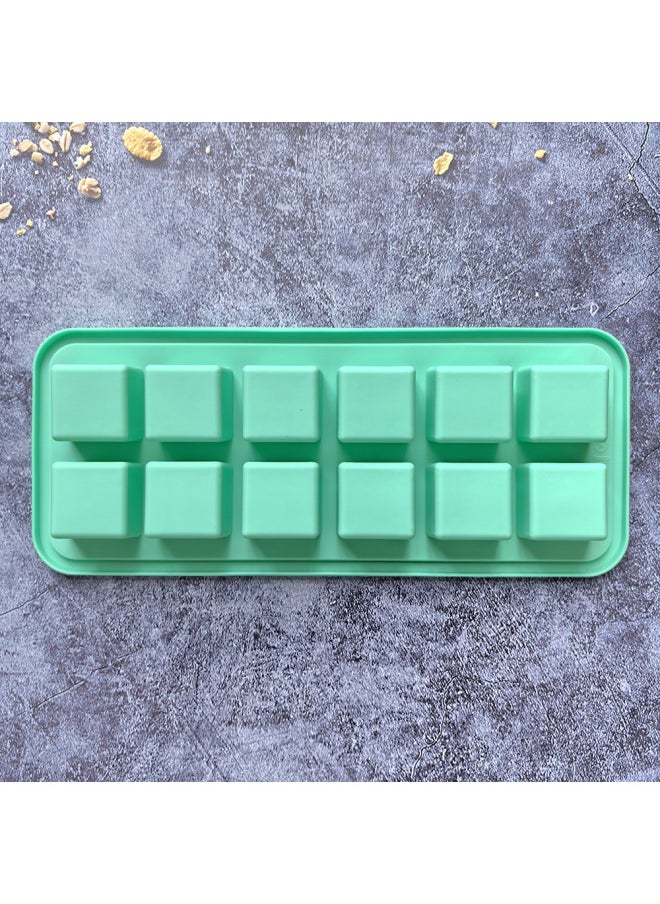 Generic - 12 Even Dice Ice Cube 660 Silicone Ice Cube Mold DIY Chocolate Biscuit Cake Ice Box Small Ice Cube Tray-Color:Horse Green - Image 1