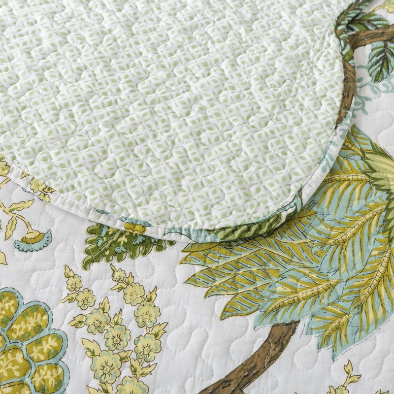 NEWLAKE Cotton Bedspread Quilt Sets - Reversible Patchwork Coverlet Set, Floral Vine Pattern, Queen Size - Image 4