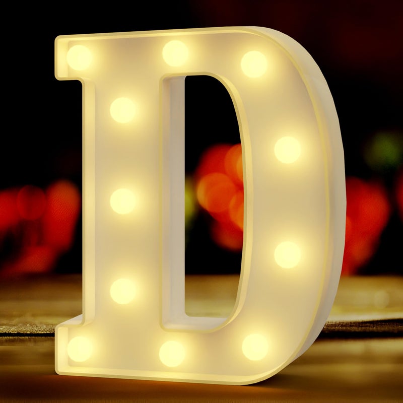 QWZify Marquee Light Up Letters D  Light Up Letters D  Gold Birthday Decorations  Letter Ornaments  Glitter Letters  Wedding Decorations  Room Decorations  Home Decor  Party Lights  Aesthetic Room Decor - Image 1
