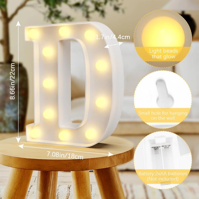 QWZify Marquee Light Up Letters D  Light Up Letters D  Gold Birthday Decorations  Letter Ornaments  Glitter Letters  Wedding Decorations  Room Decorations  Home Decor  Party Lights  Aesthetic Room Decor - Image 2