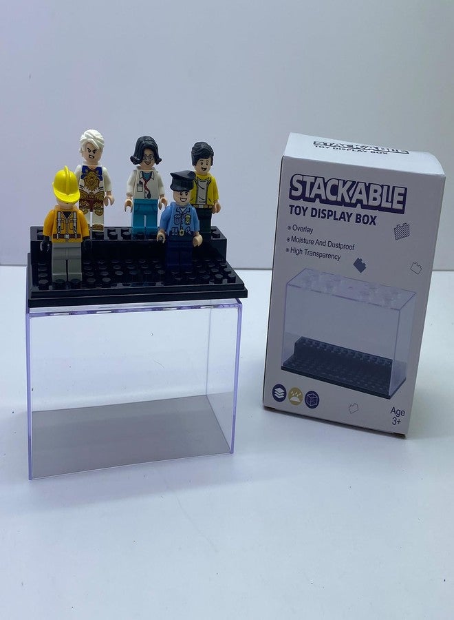 WMM صندوق عرض لشخصيات الميني فيجر، صندوق عرض من الأكريليك الشفاف لقطع الليغو، حاوية تخزين قابلة للتكديس ومضادة للغبار مع 2 خطوات لشخصيات المقتنيات، مناسبة لعشاق الليغو - Image 4
