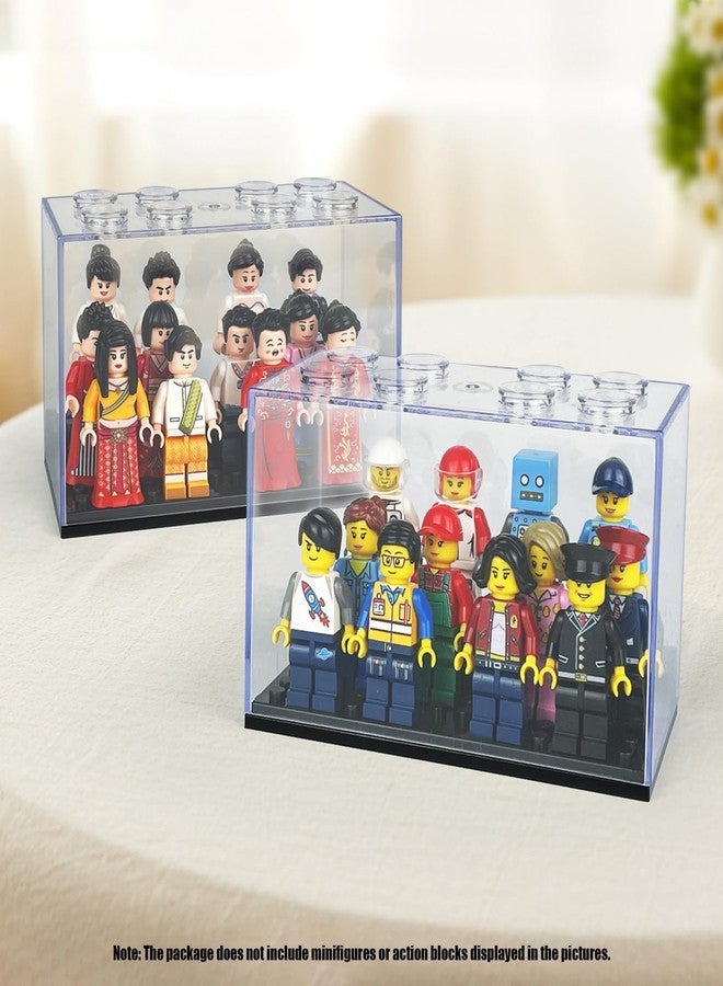 WMM صندوق عرض لشخصيات الميني فيجر، صندوق عرض من الأكريليك الشفاف لقطع الليغو، حاوية تخزين قابلة للتكديس ومضادة للغبار مع 2 خطوات لشخصيات المقتنيات، مناسبة لعشاق الليغو - Image 2