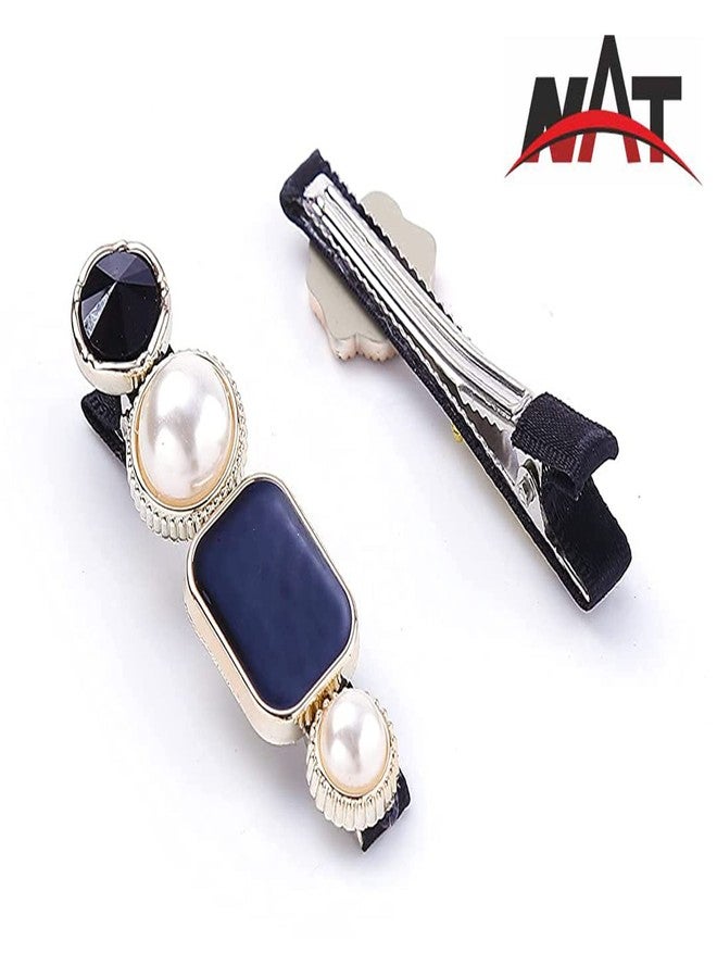 Nat Combo of Hair Pin/Side Pin for Girls Women (Stone with American Diamond, Pack of 5) - Image 4