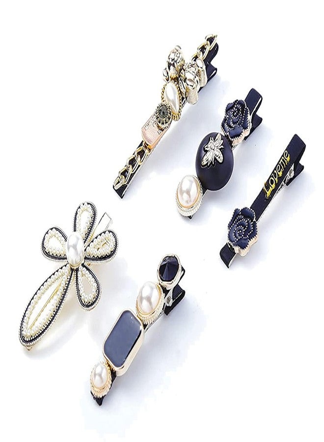 Nat Combo of Hair Pin/Side Pin for Girls Women (Stone with American Diamond, Pack of 5) - Image 1
