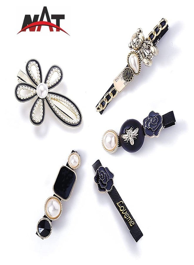 Nat Combo of Hair Pin/Side Pin for Girls Women (Stone with American Diamond, Pack of 5) - Image 5