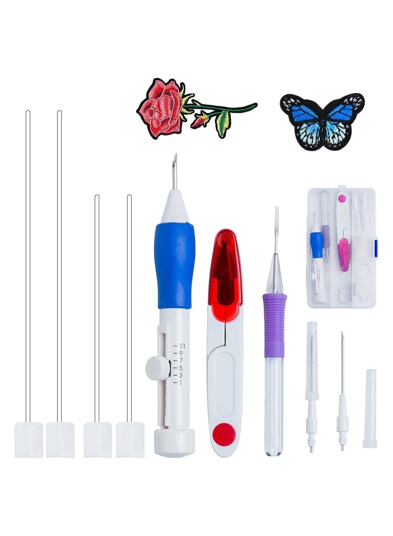 SYOSI Magic Embroidery Pen Punch Needles Magic Embroidery Pen Set Punch Embroidery Needle Punch Needle Pen Set Cross Stitch Tool Kit DIY Craft for Embroidery Threaders DIY Sewing - Image 1