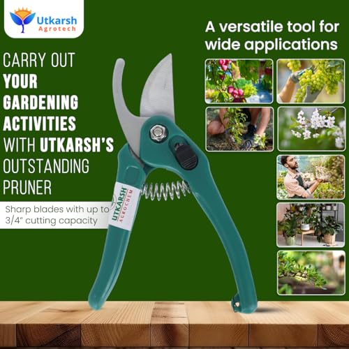 Utkarsh Garden Hand Pruner Cutter - 1 PC with Carbon Steel Blades | Plant Cutter for Home Garden | Wood Branch Trimmer, Sturdy Stem Scissors | Grass Cutting Accessory - Image 5