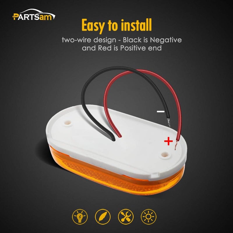 Partsam 4x Rectangular 4 Inch LED Front Rear Side Marker Clearance Lights Indicator [DOT Certified] for RV Camper Motorhome Truck Trailer - Image 5