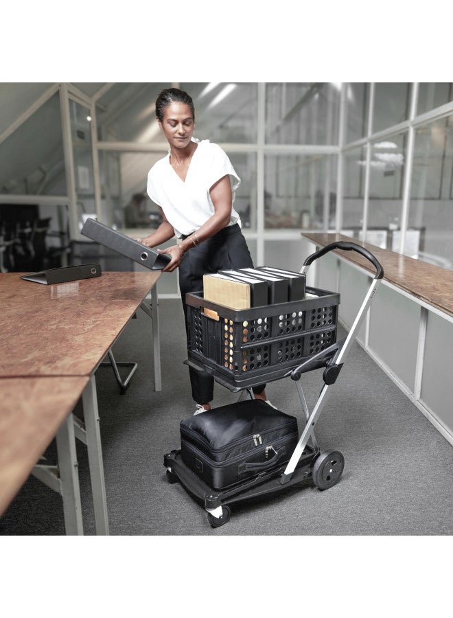 Clax CLAX® The Original | Made in Germany | Multi use Functional Collapsible Carts | Mobile Folding Trolley | Shopping cart with Storage Crate | Platform Truck (Grey)  - Image 3