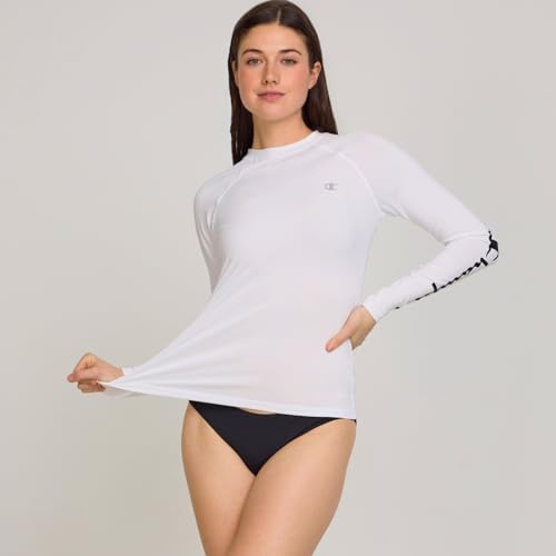 Champion Rash Guard for Women, Womens Rash Guard Long Sleeve Shirts, Rashguard Swim Shirt Women UPF 50+ SPF & UV Protection White - Image 2