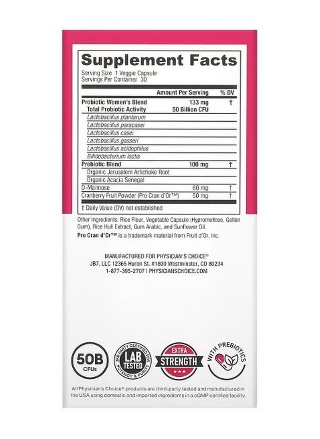 Physician's CHOICE Women's Probiotic 50 Billion CFUs 30 Delayed Release Veggie Capsules  - Image 2