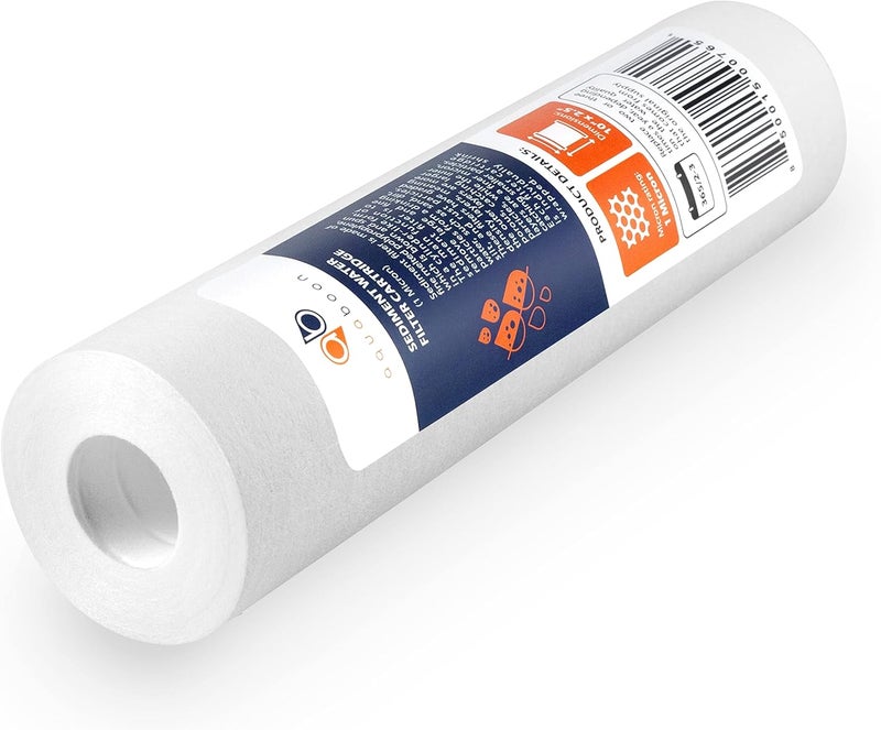 Aquaboon 10” x 2.5” Whole House and Reverse Osmosis Sediment 1 Micron Water Filter Cartridge - 4-Pack - Image 2