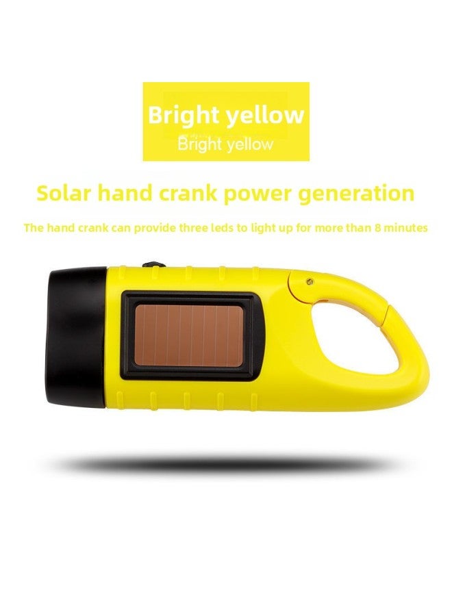 Solar Flashlight Hand-cranked Flashlight Power Generation Small Flashlight Flashlight Flashlight Disaster Emergency Reserve-Product Specifications:Yellow  - Image 1