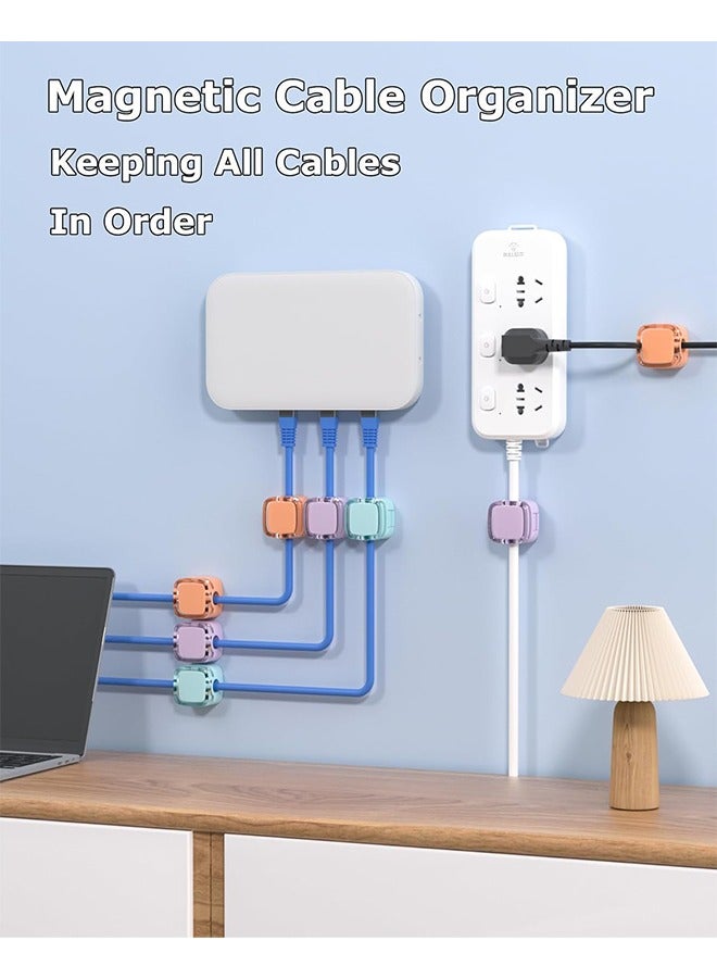 8-Pack Magnetic Cable Clips, Adjustable Cord Holder for Under Desk Cable Management, Adhesive Charger Wire Organizer Keeper for Home Office Desk Phone Car Wall Desktop Nightstand ( Multi color) - Image 5