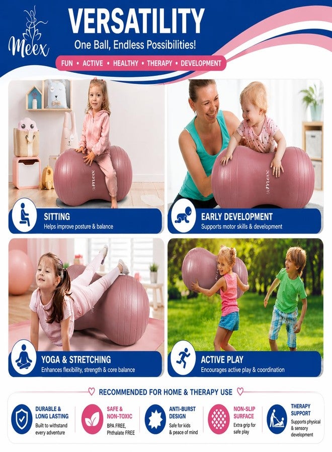 Meex Sensory Peanut Ball for Kids Therapy and Exercise - Enhance Balance, Motor Skills and Physical Therapy Calming Development with Our Yoga Ball - Flexible Seating for Autistic Children (Pink - Image 5