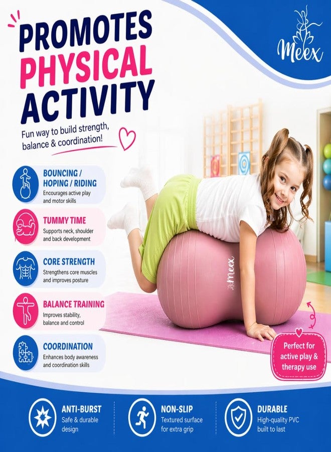 Meex Sensory Peanut Ball for Kids Therapy and Exercise - Enhance Balance, Motor Skills and Physical Therapy Calming Development with Our Yoga Ball - Flexible Seating for Autistic Children (Pink - Image 3