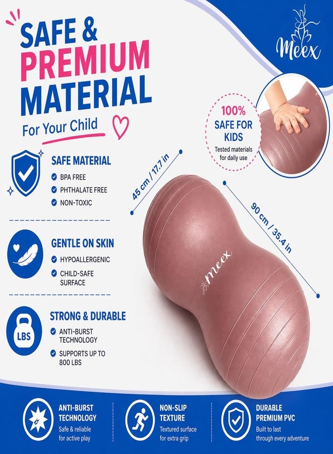 Meex Sensory Peanut Ball for Kids Therapy and Exercise - Enhance Balance, Motor Skills and Physical Therapy Calming Development with Our Yoga Ball - Flexible Seating for Autistic Children (Pink - Image 4