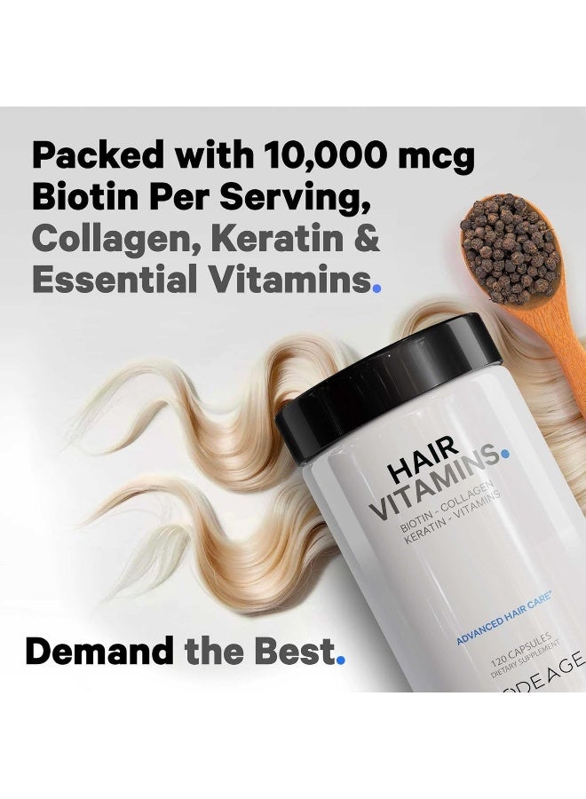 Codeage Hair Vitamins 10000 Mcg Biotin, Keratin, Collagen 120 Capsules - Image 3