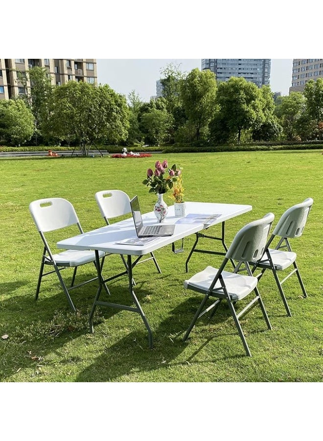 6ft Folding Table with 4 Chairs – Lightweight & Durable Set for Garden, BBQ, Home & Office Use - Image 5