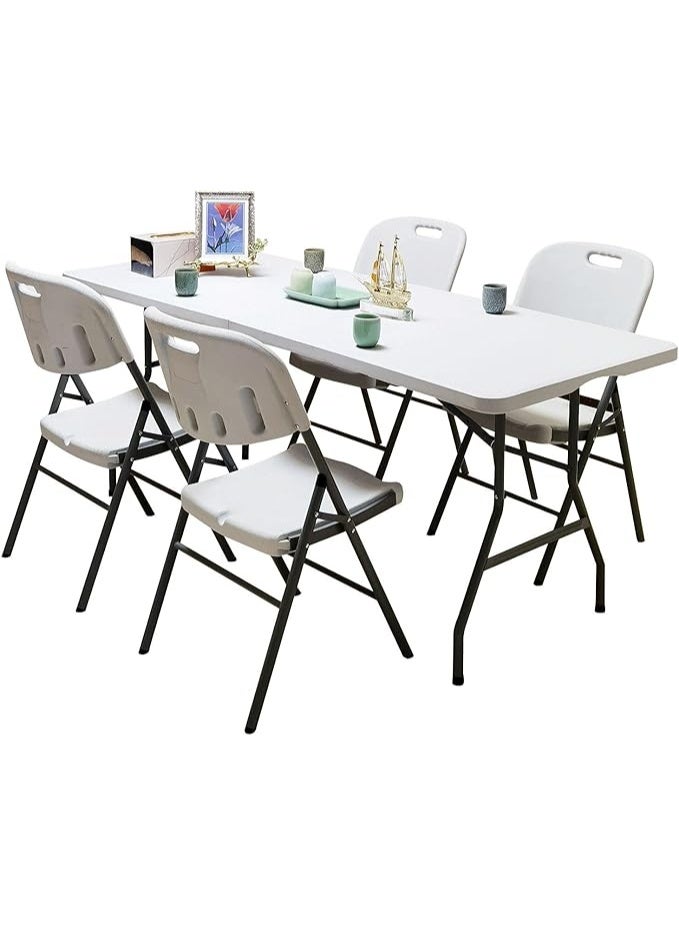 6ft Folding Table with 4 Chairs – Lightweight & Durable Set for Garden, BBQ, Home & Office Use - Image 1