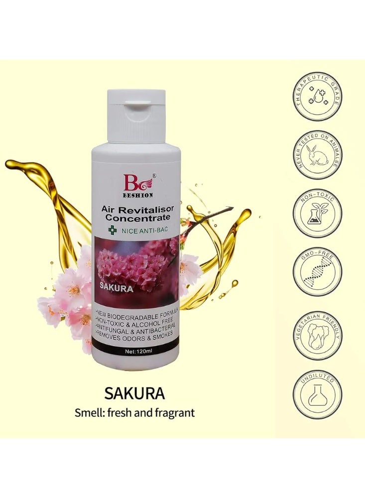 زيت عطري 120 مل، زيوت عطرية نقية وطبيعية لأجهزة الترطيب، ومعطرات الجو، وموزعات الزيوت العطرية، مثالية لتحسين جودة الهواء في البيئة المحيطة (ساكورا) - Image 4
