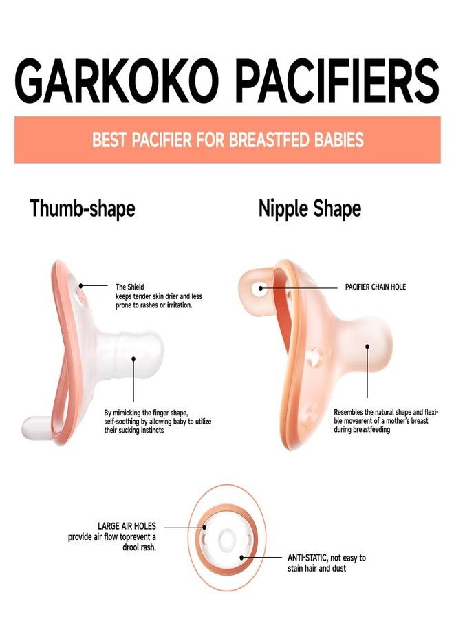Garkoko Baby Pacifiers 0-6 Month, Soft Silicone Newborn Pacifiers with Large Air Holes, BPA Free, Set of 2 in Thumb & Breast-Like Shape - Image 3