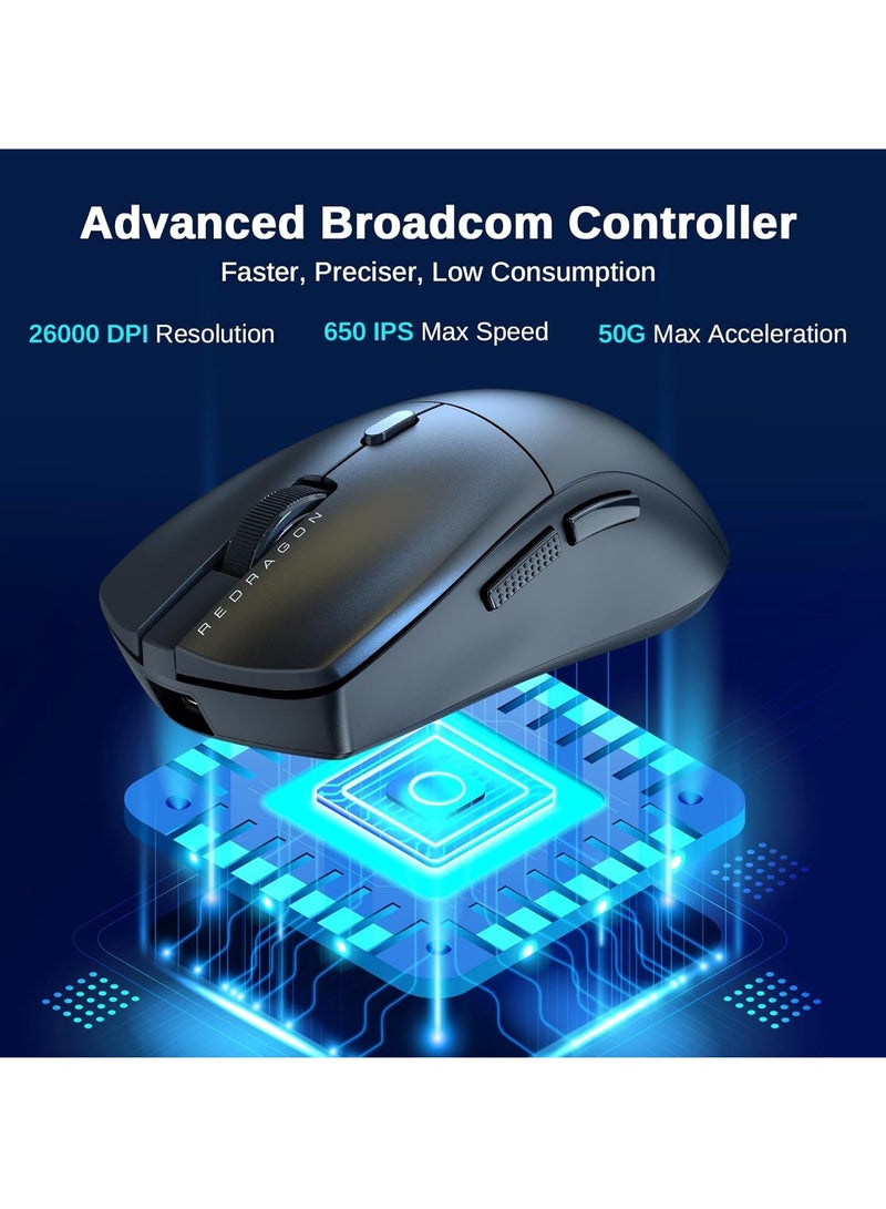 REDRAGON Wireless Gaming Mouse M815 PRO With 3 Modes, 26K DPI Ultralight Gaming Mouse, Full Programmable Buttons, DIY Key binds Supported Software and Adjustable DPI - Image 5
