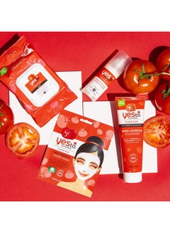 ياس تو مناديل Yes To Tomatoes Clear Skin لمكافحة حب الشباب، للبشرة المعرضة لحب الشباب + تساعد على التحكم في الزيوت + حمض الساليسيليك + 95% مكونات طبيعية، 30 قطعة (عبوة من قطعتين)  - Image 4