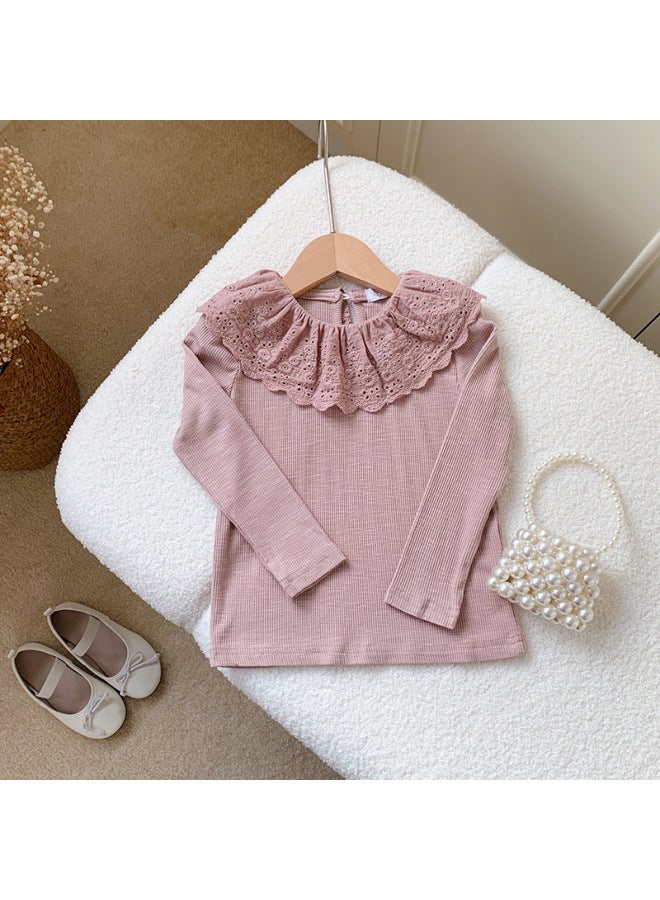 Girls' Doll Collar Ruffle Edge Base Shirt Autumn Forest Style Baby Long-sleeve T-shirt Children's Fashionable Inner Wear Children's Clothing