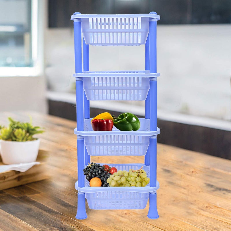 Kuber industries Plastic 4 Layer Multi-Purpose Kitchen Storage Basket Rack (Blue)-CTKTC13267 - Image 2
