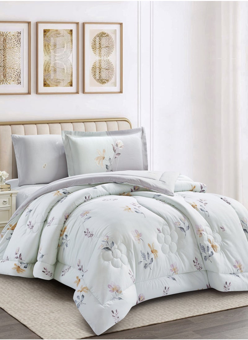 Donetella Bedding Comforter Set Single Size, 4-Pcs Bed Set Fits 120x200 Cms -Printed Bedding Set-All Season- Brushed Microfiber (طقم مفرش سرير فندقي)  - Image 1