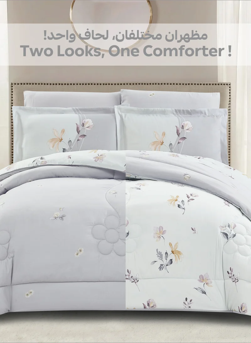 Donetella Bedding Comforter Set Single Size, 4-Pcs Bed Set Fits 120x200 Cms -Printed Bedding Set-All Season- Brushed Microfiber (طقم مفرش سرير فندقي)