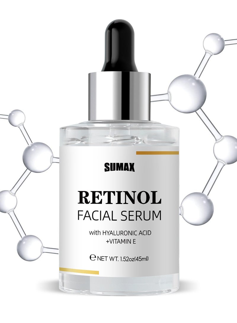سوماكس سيروم الوجه بالريتينول بحمض الهيالورونيك وفيتامين سي ، مصل الريتينول المضاد للشيخوخة لإصلاح البشرة ، مصل الريتينول للوجه ، يقلل من التجاعيد والخطوط الدقيقة ، سيروم الوجه للبقع العمرية للنساء والرجال 45 مل - Image 1