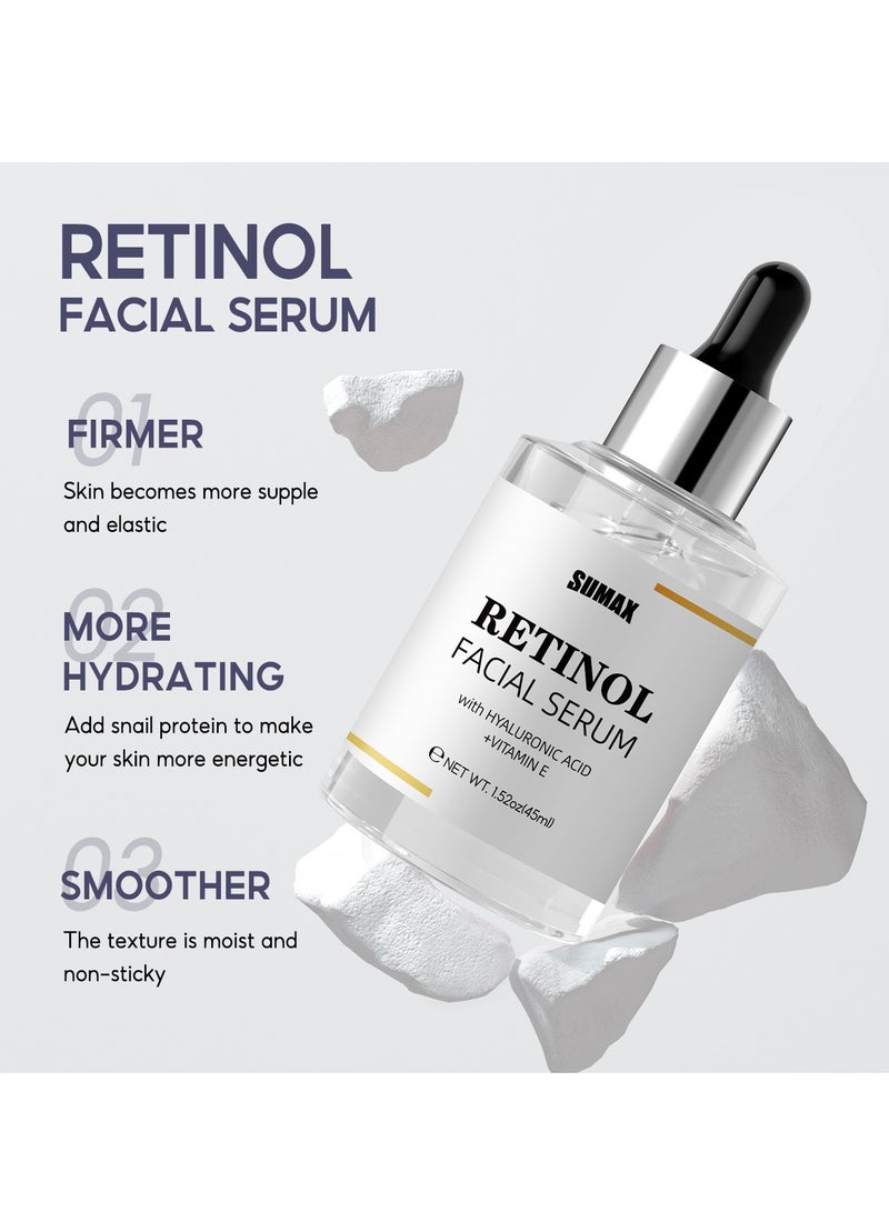 سوماكس سيروم الوجه بالريتينول بحمض الهيالورونيك وفيتامين سي ، مصل الريتينول المضاد للشيخوخة لإصلاح البشرة ، مصل الريتينول للوجه ، يقلل من التجاعيد والخطوط الدقيقة ، سيروم الوجه للبقع العمرية للنساء والرجال 45 مل - Image 2