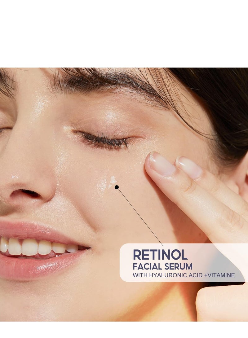 سوماكس سيروم الوجه بالريتينول بحمض الهيالورونيك وفيتامين سي ، مصل الريتينول المضاد للشيخوخة لإصلاح البشرة ، مصل الريتينول للوجه ، يقلل من التجاعيد والخطوط الدقيقة ، سيروم الوجه للبقع العمرية للنساء والرجال 45 مل - Image 3