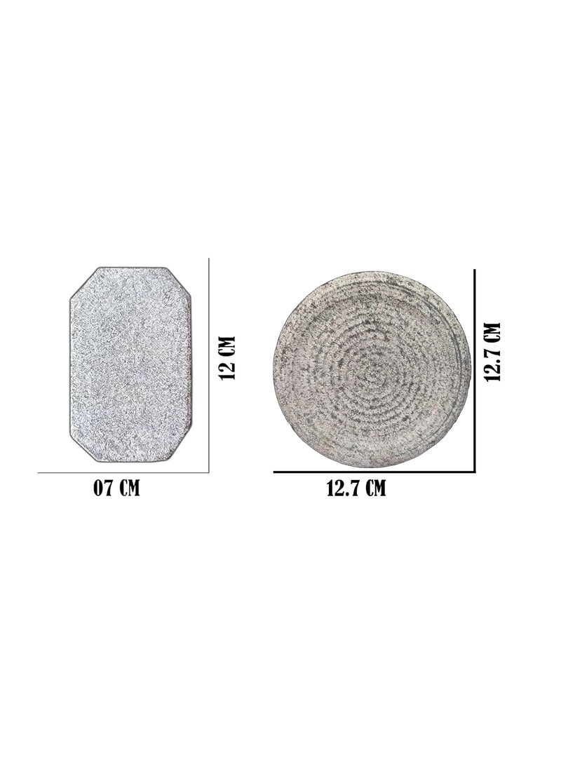 Generic ASFAA ENTERPRISES Turmeric Haldi Grinding StoneChandan StoneRubbing StoneMedicine grinding stone Pack of 2 Pics 12 CM 12 X 7 CM  - Image 2