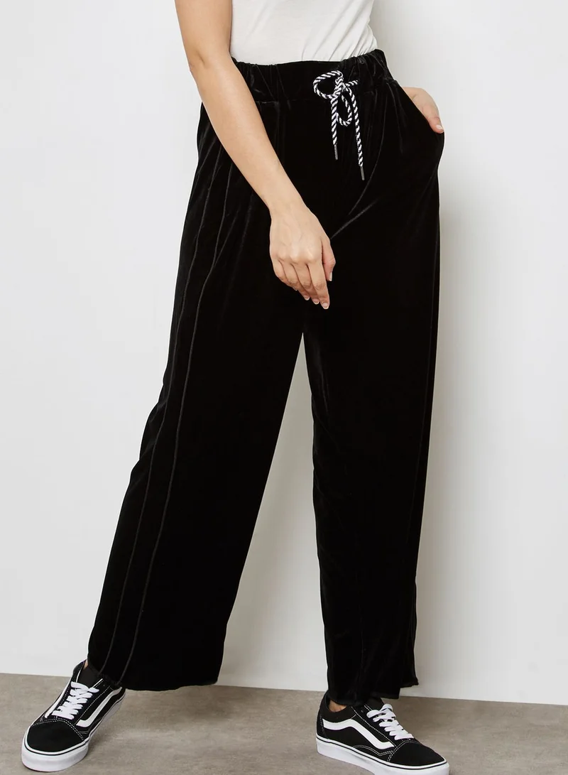 Ginger Side Paneled Wide Leg Velvet Jogger Pants