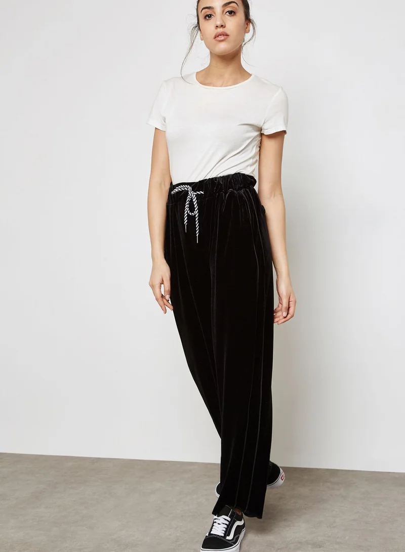 Ginger Side Paneled Wide Leg Velvet Jogger Pants