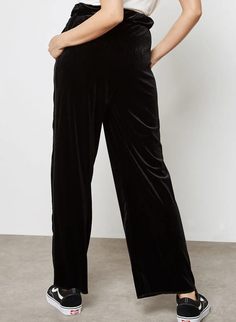 Ginger Side Paneled Wide Leg Velvet Jogger Pants