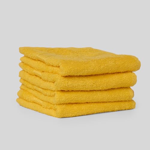 KOPA Quick Dry 100% Cotton Soft Terry Towel -4pc Face Towel (d'ross) | Quick Dry 100% Cotton | Super Absorbent, Lightweight, Odour Free - for Men, Women, Kids Solid-Yellow - Image 2