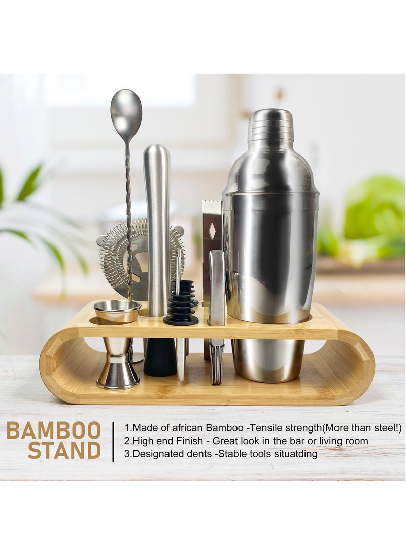 SKY-TOUCH 11-Piece Bar Tool Set with Stylish Bamboo Stand-Perfect Home Bartending Kit and Martini Cocktail Shaker Set For an Awesome Drink Mixing Experience  - Image 5