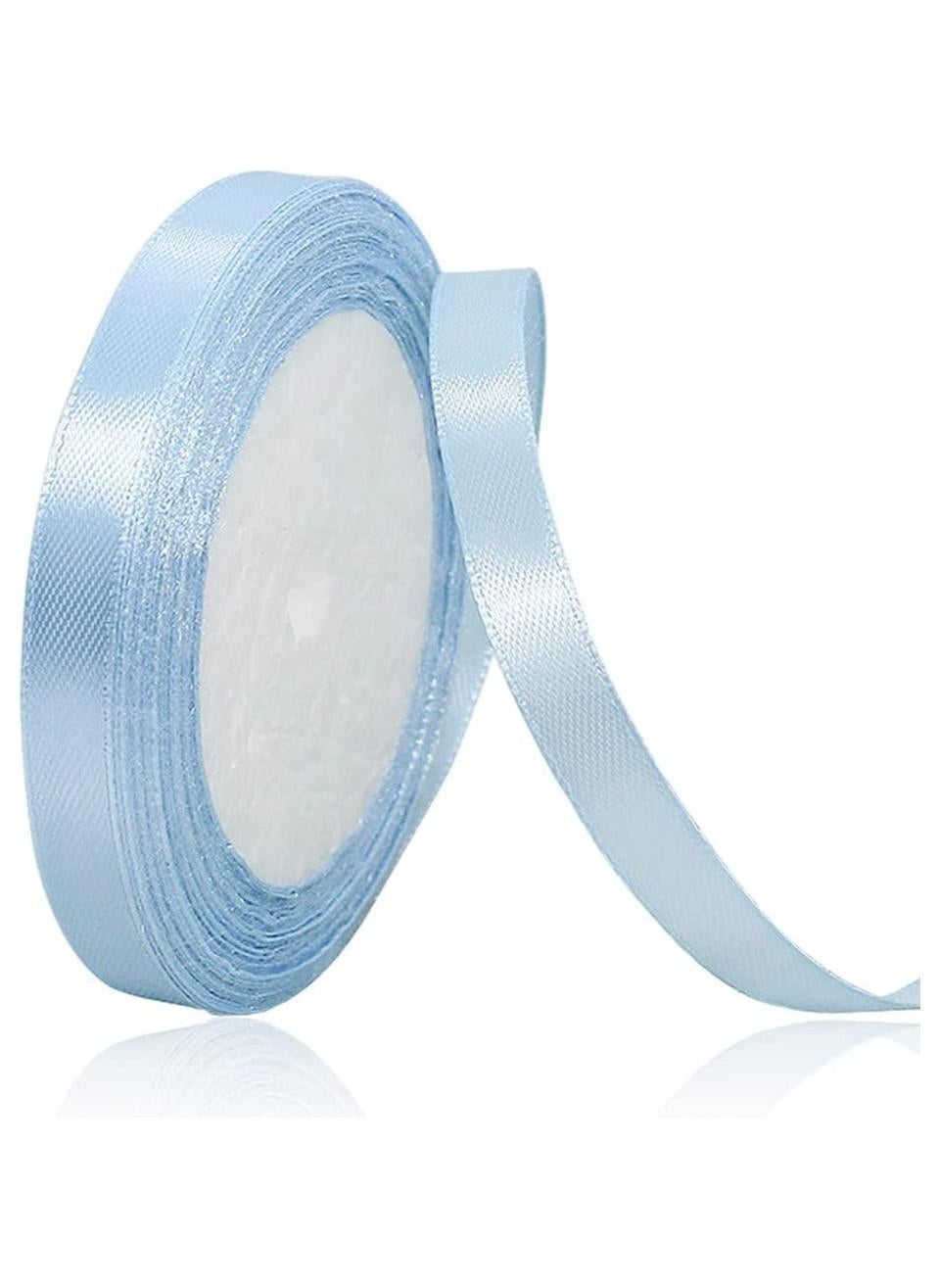 Powder Blue Satin Ribbon, 12mm x 25yd Fabric Polyester Ribbon for Gift Wrapping, Party Favors, Wedding Decorations, Bow Making, Bouquets, Sewing Projects & Craft Supplies