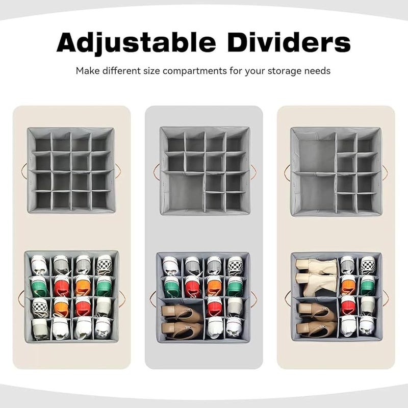 منظم الأحذية الرمادي المحمول صندوق فاصل قابل للتكديس للخزانة، المهجع، المدخل، غرفة النوم - Image 5