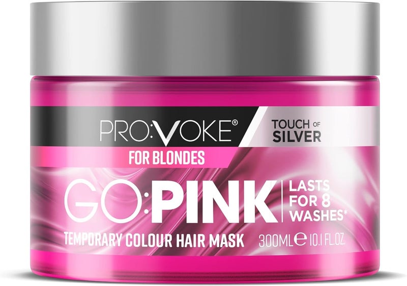PROVOKE Go Pink Temporary Colour Hair Mask 300 ml NEW Go Pink Without Commitment Lasts 8 Washes Keratin Enriched Formula
