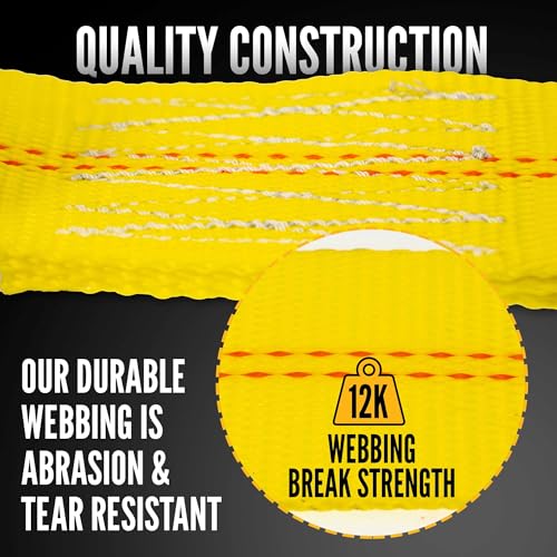 US Cargo Control Wire Hook Ratchet Strap, 2 Inch x 50 Foot, 10,000 LBS Break Strength, Heavy Duty Extra Long Ratchet Strap with Double J Hooks for Trucks, Trailers, and Hay Hauling - Image 4
